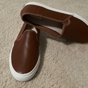 Keds women’s brown leather slip on shoes